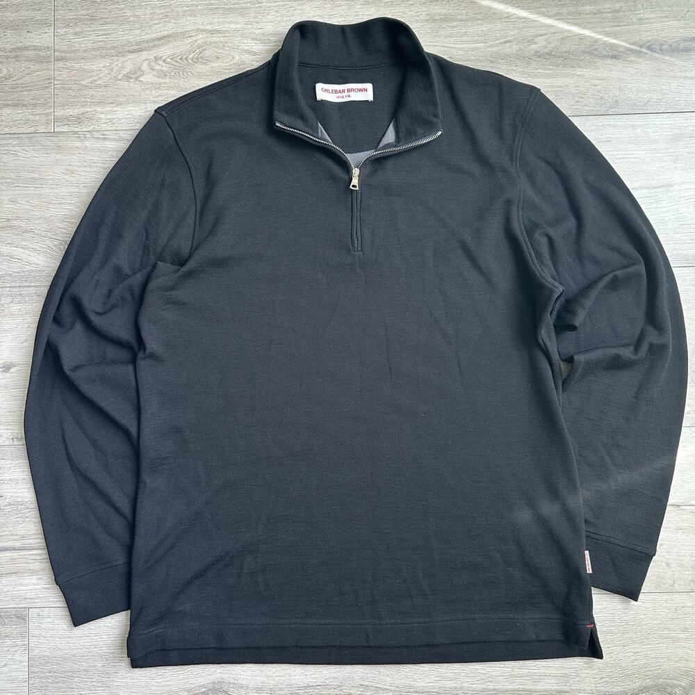 Orlebar Brown Quarter Zip Neilson Slim Fit Merino Wool Men $595 Black XXL Fits L